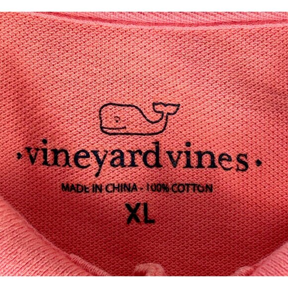 Vineyard Vines Polo Shirt Top Men's XL Pink Embroidered Whale Logo Short Sleeve - Picture 3 of 5